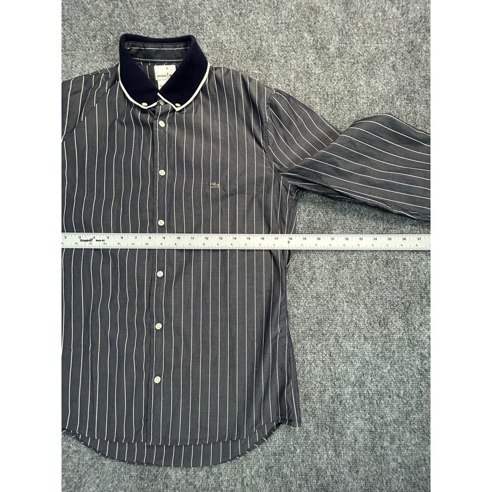 Vintage Lacoste Button Down Shirt Men's Medium Pinstripe Embroidered Croc Logo - Picture 6 of 6